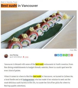 daily hive best sushi in vancouver screenshot